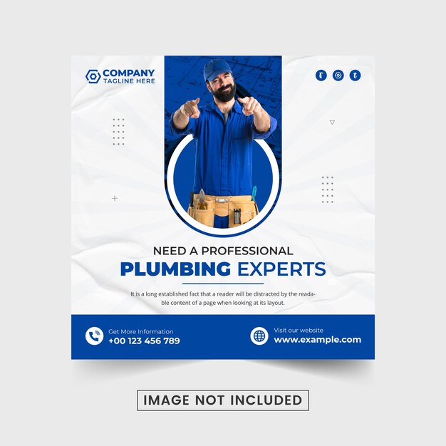 Vector professional plumbing service social media post vector for business advertisement corporate plumber