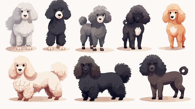 Vector professional poodle breed dog cartoon vector illustration