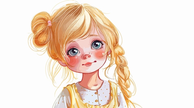 Professional Portrait of a Little Blond Girl in Studio Handdrawn V