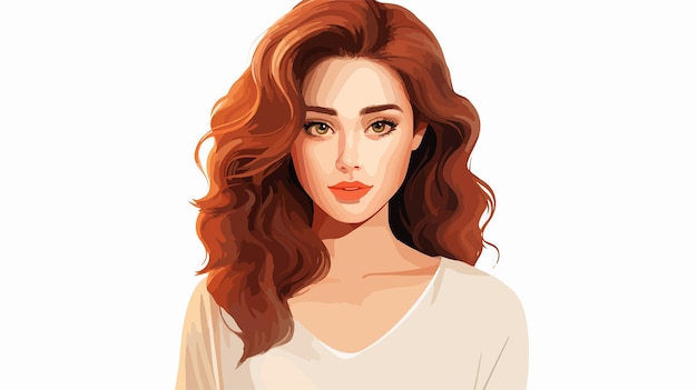 Professional Portrait of Pretty Young Woman on White Background Vector Illustration