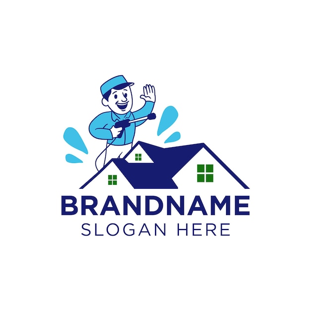 Professional pressure washing house logo design