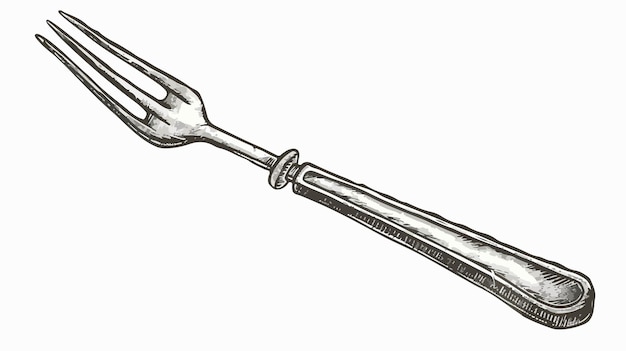 Vector professional prick pitchfork and meat fork kitchen utensil in hand drawn style