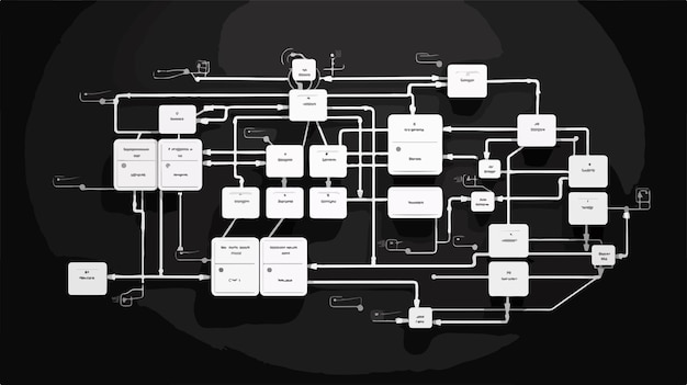 Vector professional project flow chart on board 2d flat illustration