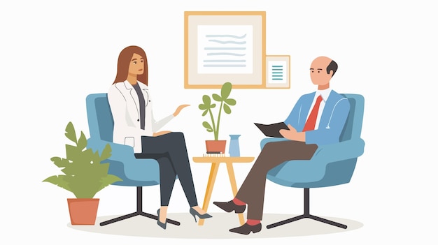 Vector professional psychologist providing therapy to patient vector illustration