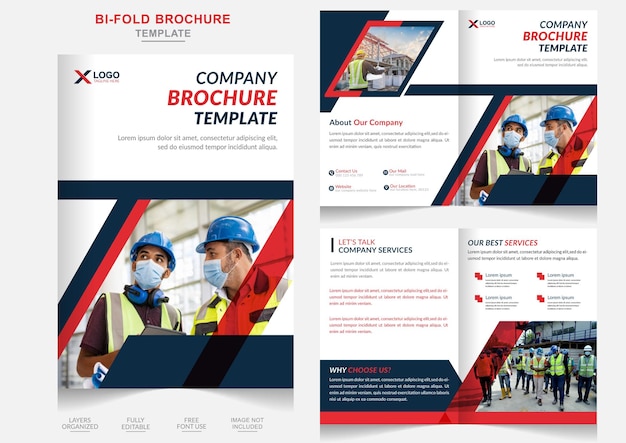 Professional real estate or construction business bifold brochure design construction book cover