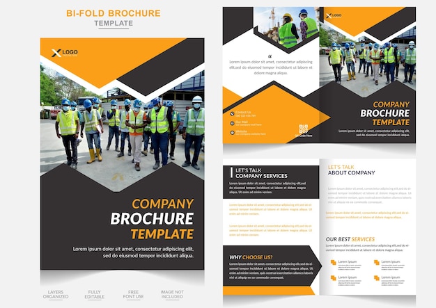 Professional real estate or construction business bifold brochure design construction book cover