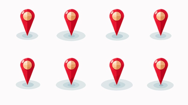 Vector professional red location pin collection pointer icon for pin on map