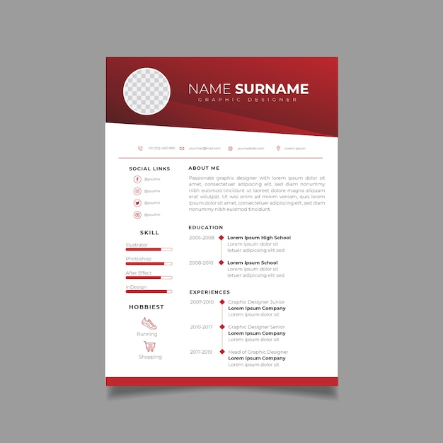 Professional Resume Design Template with Minimalist Style