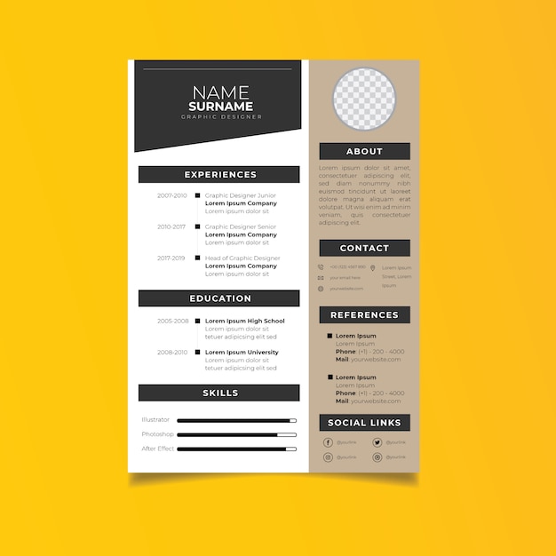 Professional resume template minimalist style.