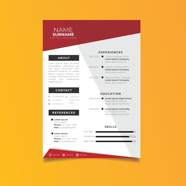 Professional resume  template minimalist style.