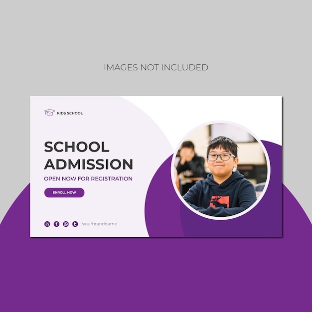 Professional school admission banner design template design Premium Vector