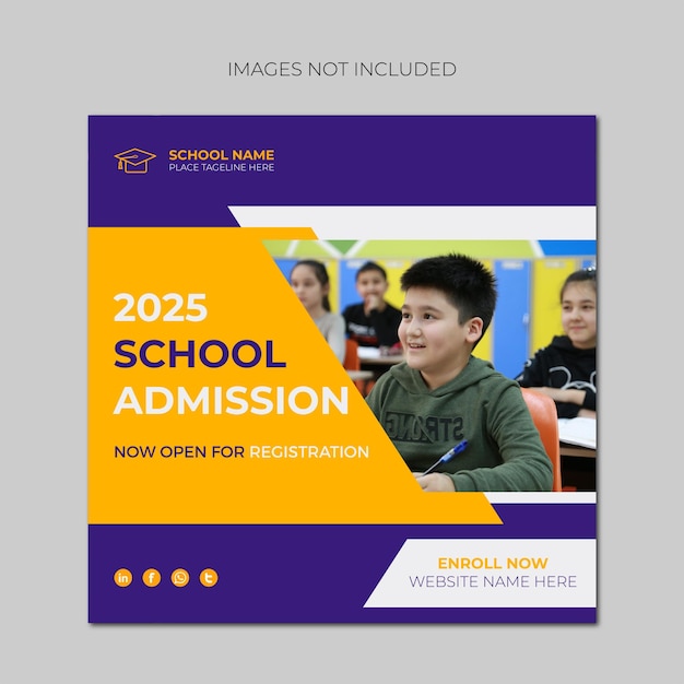 Professional school admission banner design template design Premium Vector