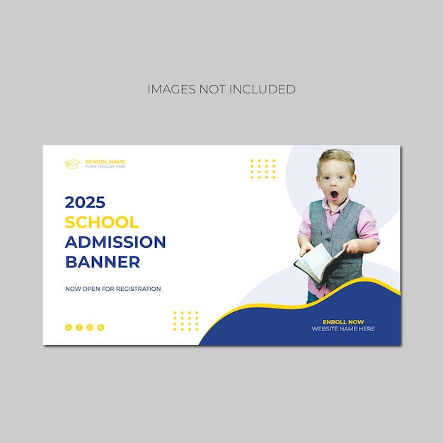 Professional school admission banner design template design Premium Vector