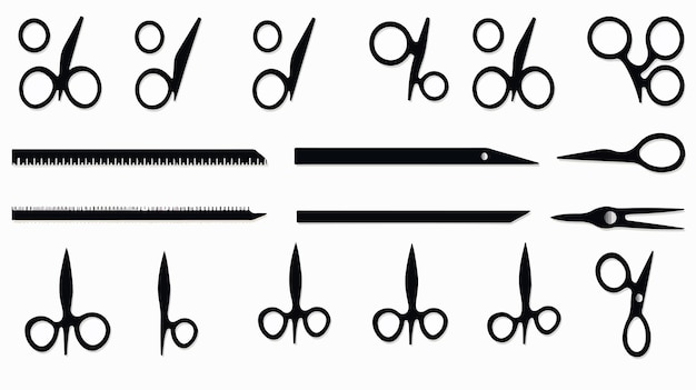 Vector professional scissors cut dotted line mark icon set shear