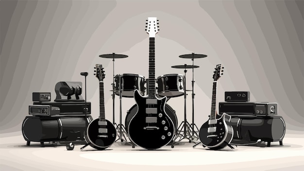 Professional Set of Electric Acoustic Guitars and Amplifiers for Music Enthusiasts