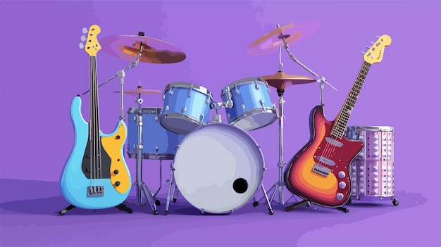 Professional Set of Electric Acoustic Guitars and Drums for Music Enthusiasts