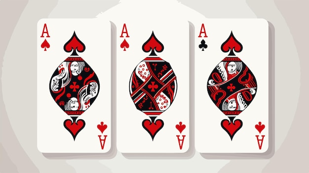 Professional Set of J Poker Playing Cards with Four Jacks in a Row Isolated Vector Illustration