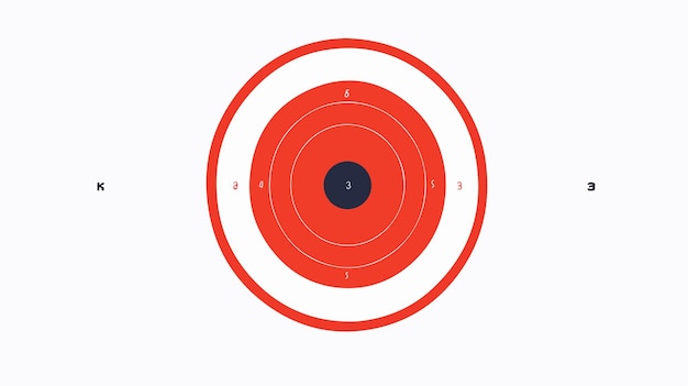 Vector professional shooting range practice target with multiple shots on field