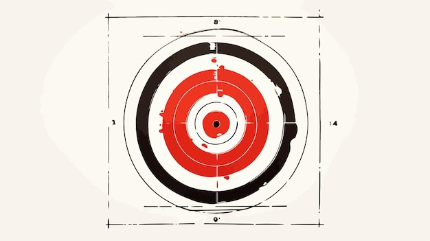 Vector professional shooting range practice target with multiple shots on field