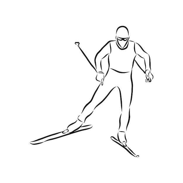 Professional skier rolling down the hill. vector illustration