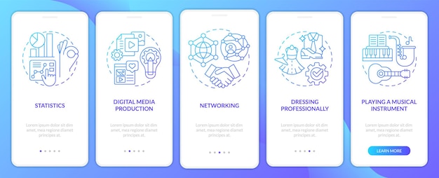 Professional skills blue gradient onboarding mobile app screen