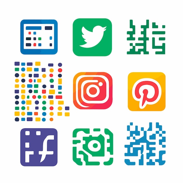 Vector professional social media icons for facebook instagram twitter youtube