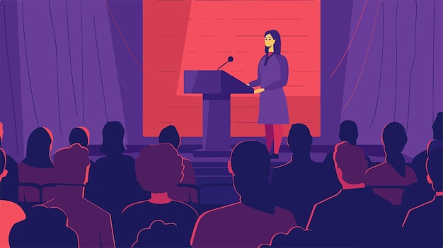 Professional Speaker Concept Confident Woman Behind Podium