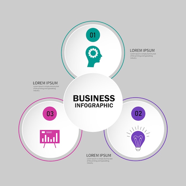 Professional steps infographic template in circular style