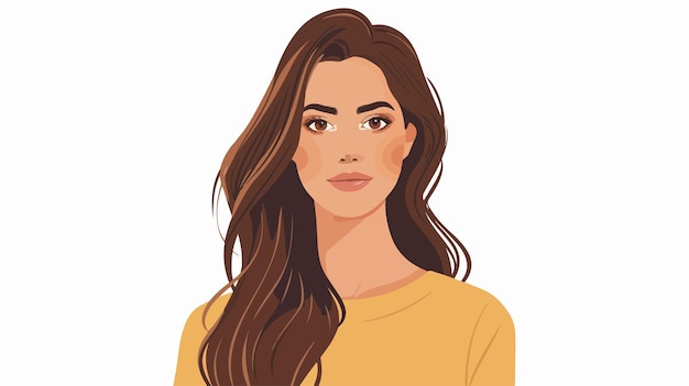 Vector professional studio portrait of beautiful young woman in flat style