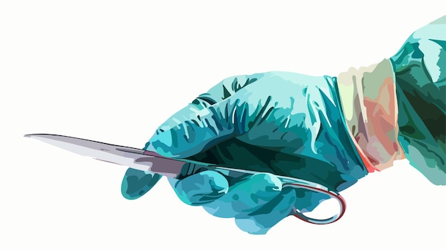 Vector professional surgeon hand holding scalpel medical illustration