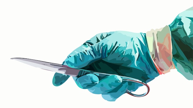 Vector professional surgeon hand holding scalpel with precision medical illustration