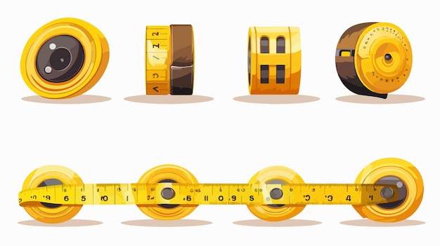 Vector professional tape measures and measuring tapes flat vector isolated on white background