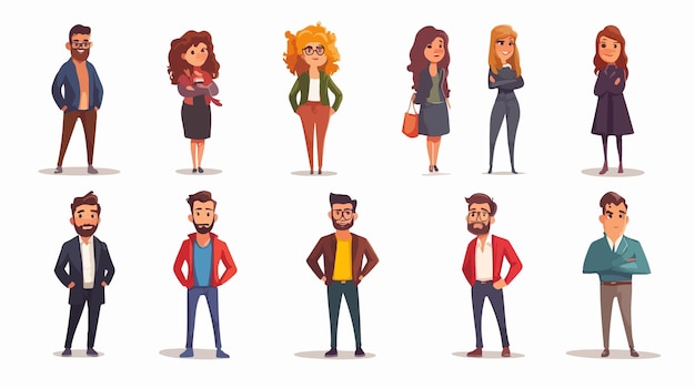 Vector professional team characters set cartoon vector illustration