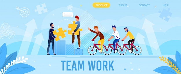 Professional Team Work Flat Metaphor Landing Page