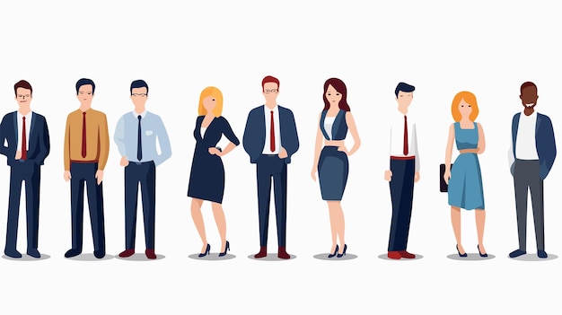 Vector professional team workers people characters flat vector isolated