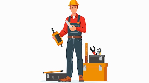 Vector professional technician service concept flat vector illustration isolated on white background