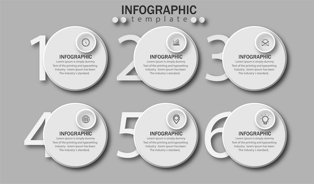 Professional template infographic with 6 steps