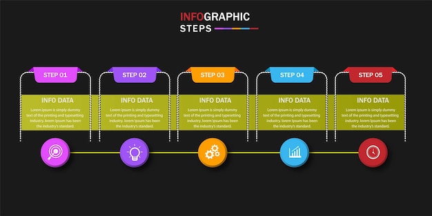 Professional template infographic with 6 steps