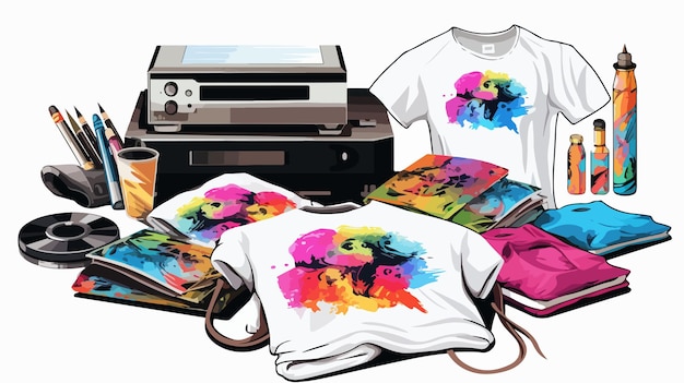 Professional Tshirt Printing Items Collection with Variety of Ink Colors