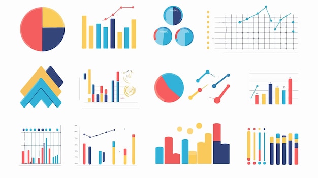 Vector professional vector charts and diagrams set for data analysis and presentation