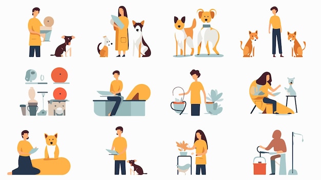 Vector professional veterinary and pet care icons set for veterinary services marketing use