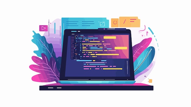 Professional Website Development and Coding on Laptop Screen