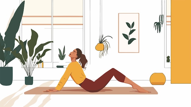 Professional Woman Practicing Home Yoga Young Girl Stretching at Home