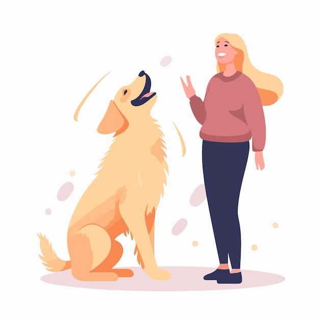 Professional Woman Presenting Golden Retriever Dog