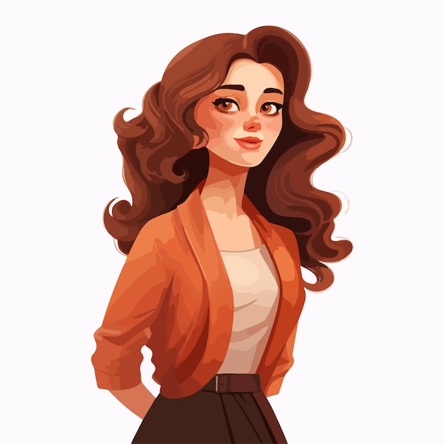 Professional Woman Side Cartoon Illustration Vector