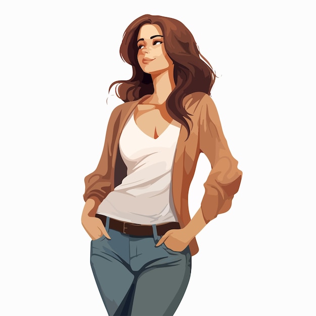 Professional Woman Side Cartoon Illustration Vector