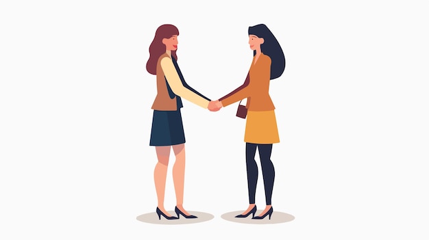 Vector professional women shaking hands isolated on white background in vector style