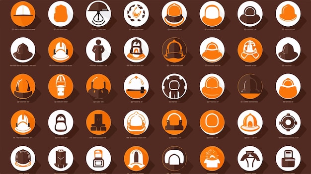 Professional Work Safety and Helmet Icon Set for Industrial Use