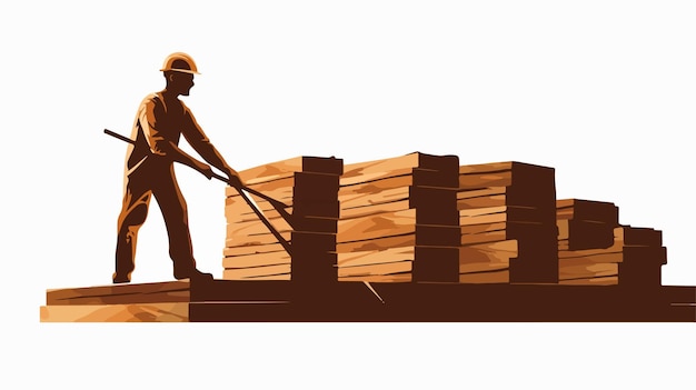 Vector professional worker with wooden bar silhouette vector cartoon image