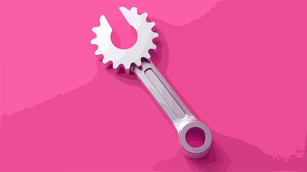 Vector professional wrench and gear icon on pink background for repair concept